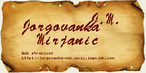 Jorgovanka Mirjanić vizit kartica